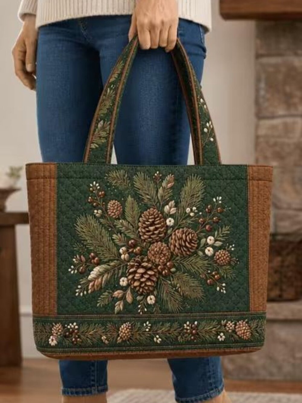 QUILTED PINE TOTE BAG
